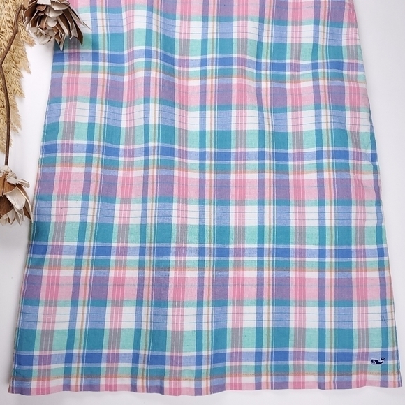 Vineyard Vines Blue Pink White Plaid Linen Blend Girls Pocketed Lined Dr… - Picture 7 of 12